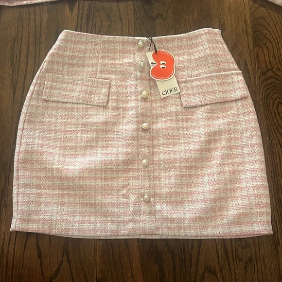 Cider Pink Lady Blazer (XS), Button Up Tube Top (XS), & Button Up Mini Skirt (S) - Picture 4 of 6